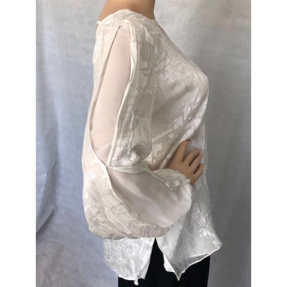 *MAKE OFFER. DONATING JANUARY 1. * IVORY BURNOUT BLOUSE WITH SLIT SLEEVES - Picture 2 of 3